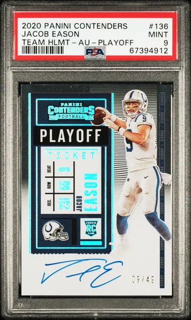 2020 Panini Contenders Jacob Eason Team Helmet-Autograph-Playoff #136 card image