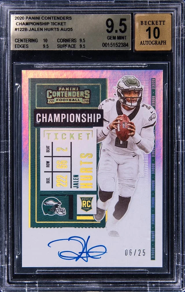 2020 Panini Contenders Jalen Hurts Championship Ticket Autograph #122B card image
