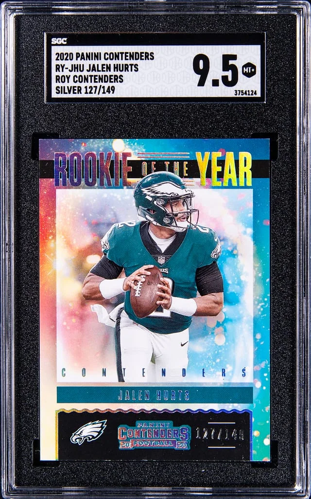 2020 Panini Contenders Jalen Hurts of The Year Contenders Silver #RY-JHU card image