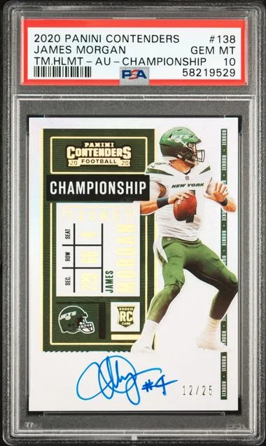 2020 Panini Contenders James Morgan Team Helmet-Autograph-Championship #138 card image