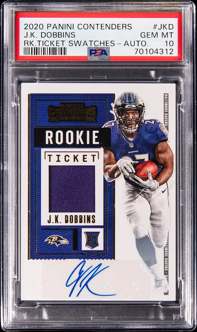 2020 Panini Contenders JK Dobbins Ticket Swatches Autograph #RTS-JKD card image