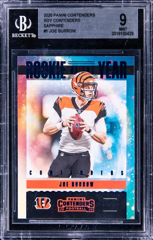 2020 Panini Contenders Joe Burrow ROY Contenders Sapphire #1 card image