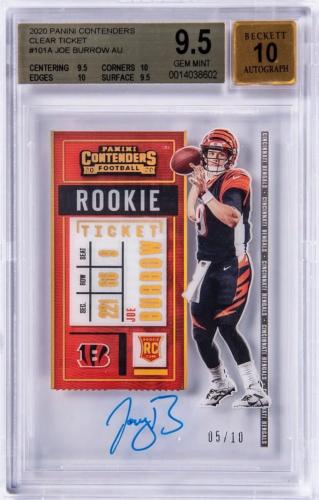 2020 Panini Contenders Joe Burrow Clear Ticket #101A card image