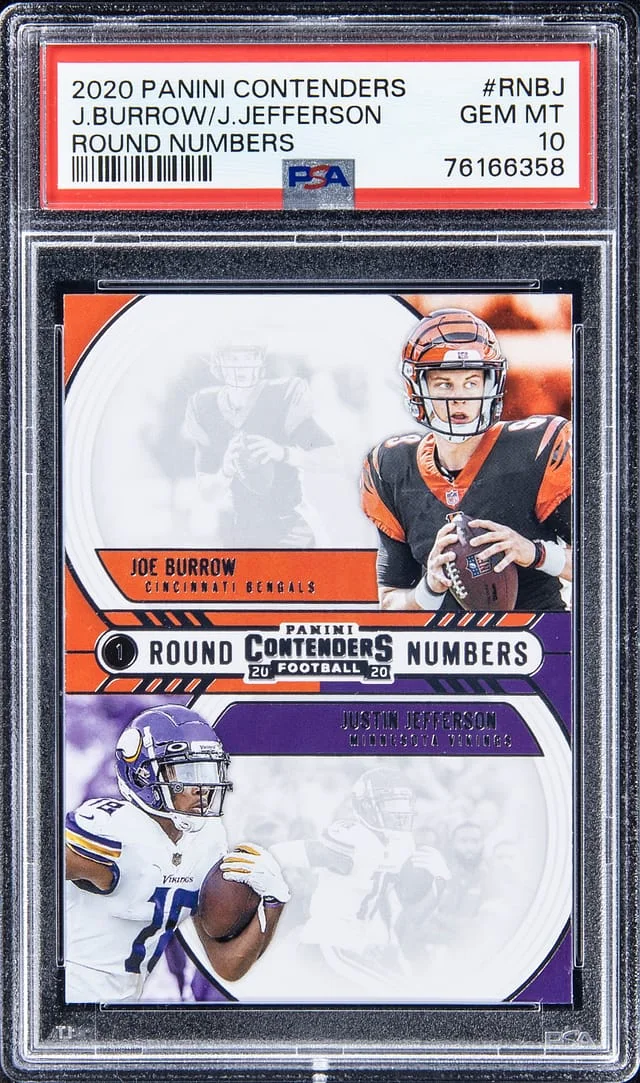 2020 Panini Contenders Joe Burrow, Justin Jefferson Round Numbers #RNBJ card image