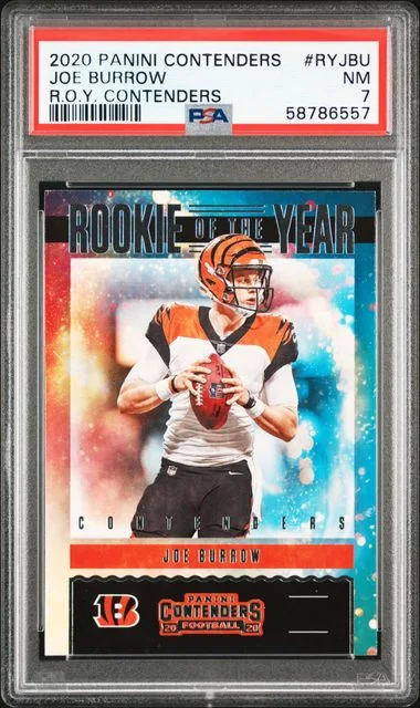 2020 Panini Contenders Joe Burrow Of The Year Contenders #RYJBU card image