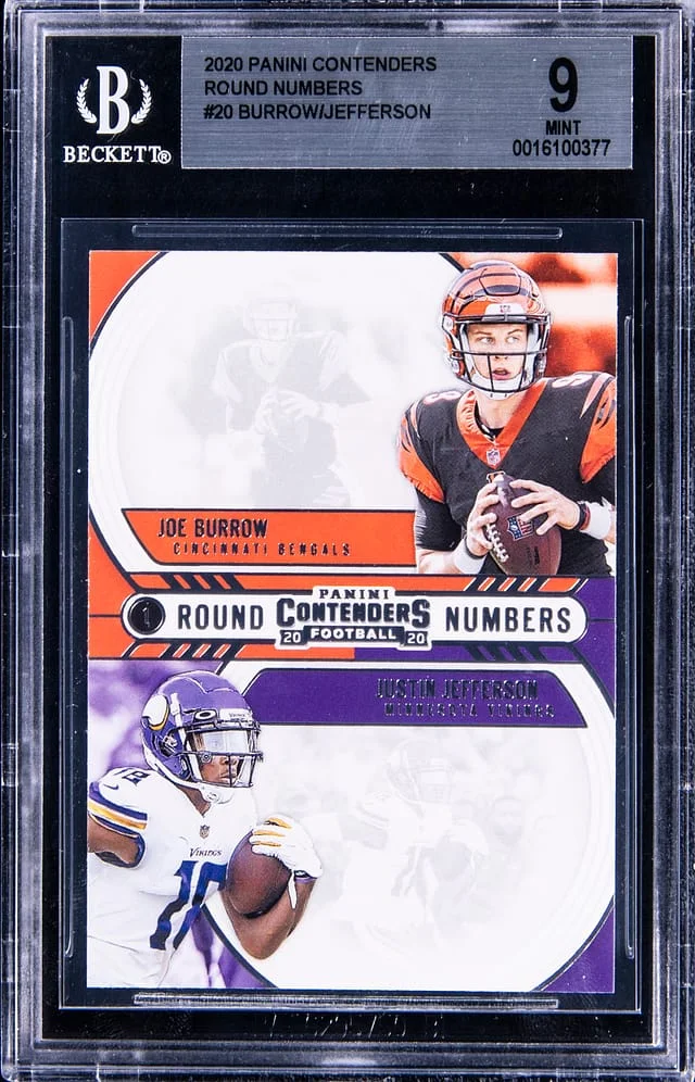 2020 Panini Contenders Joe Burrow/Justin Jefferson Round Numbers #20 card image