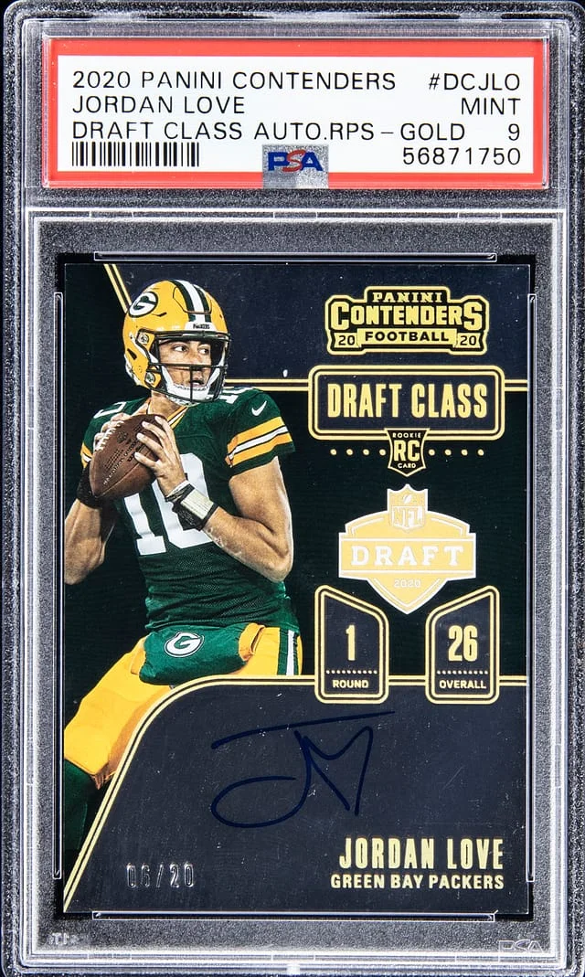 2020 Panini Contenders Jordan Love Draft Class Auto Rps Gold #DC-JLO card image