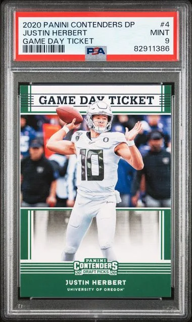 2020 Panini Contenders Justin Herbert Game Day Ticket #4 card image