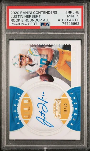 2020 Panini Contenders Justin Herbert Roundup Autographs #RR-JHE card image