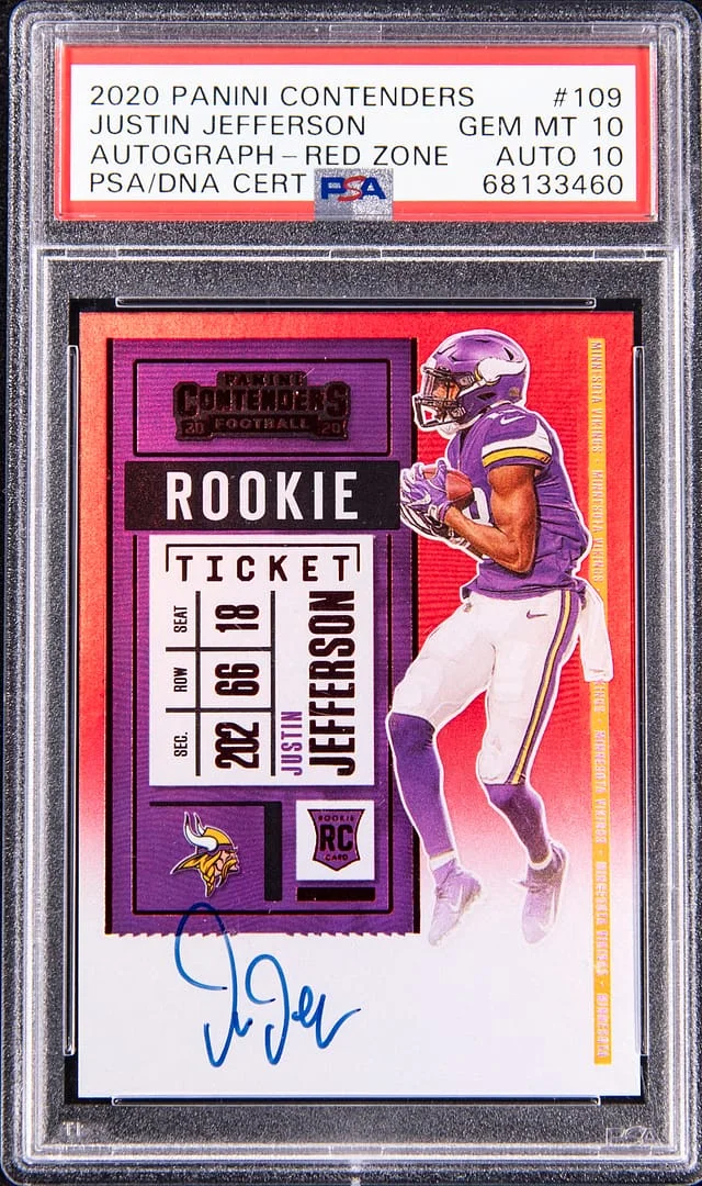 2020 Panini Contenders Justin Jefferson Variation Autograph Stub #109 card image