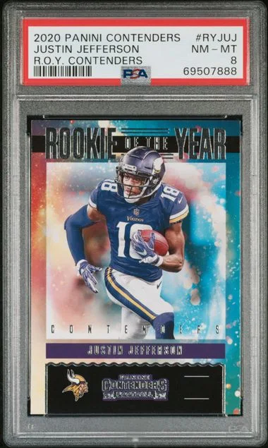 2020 Panini Contenders Justin Jefferson Of The Year Contenders #RY-JUJ card image