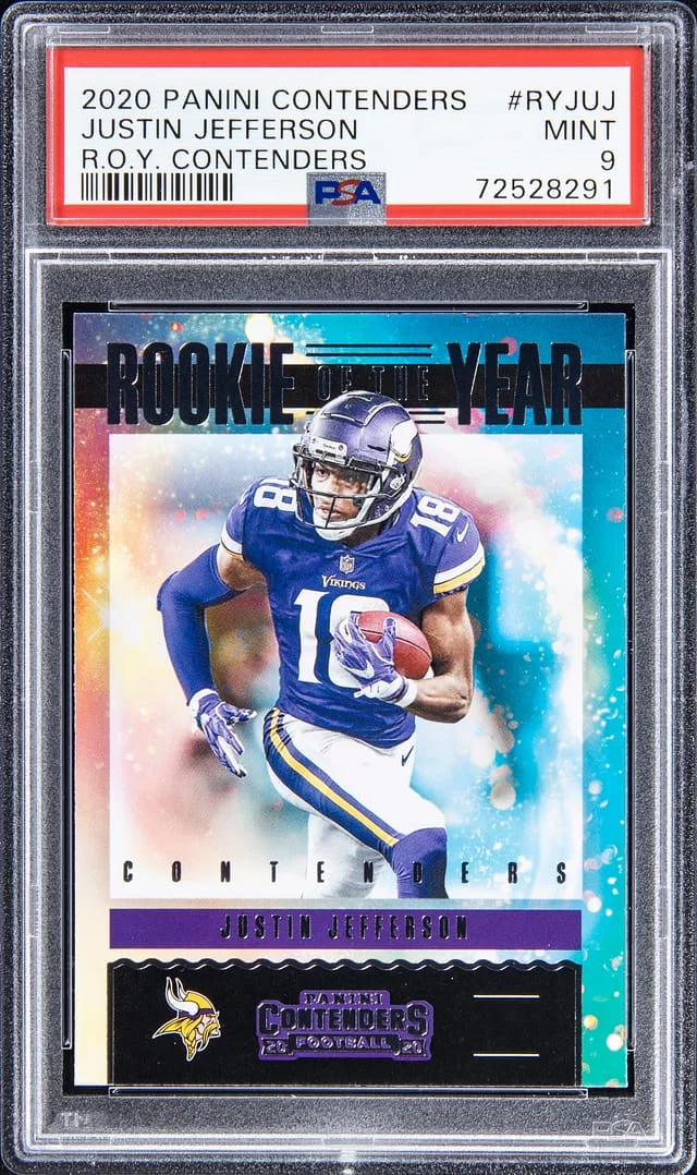2020 Panini Contenders Justin Jefferson Of The Year Contenders #RYJUJ card image