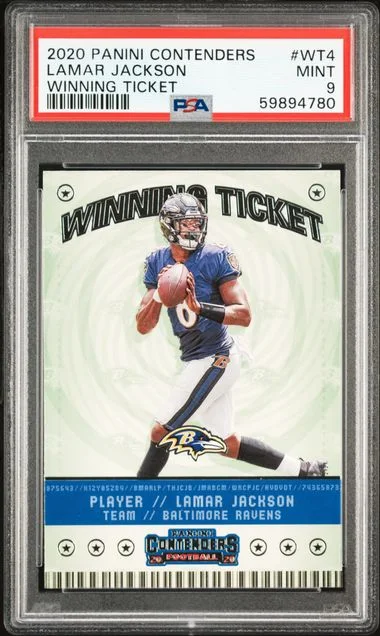 2020 Panini Contenders Lamar Jackson Winning Ticket #WT4 card image