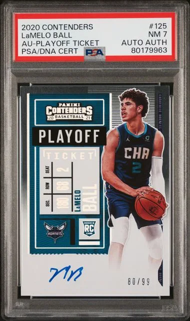 2020 Panini Contenders LaMelo Ball VAR Autographs Playoff Ticket #125 card image