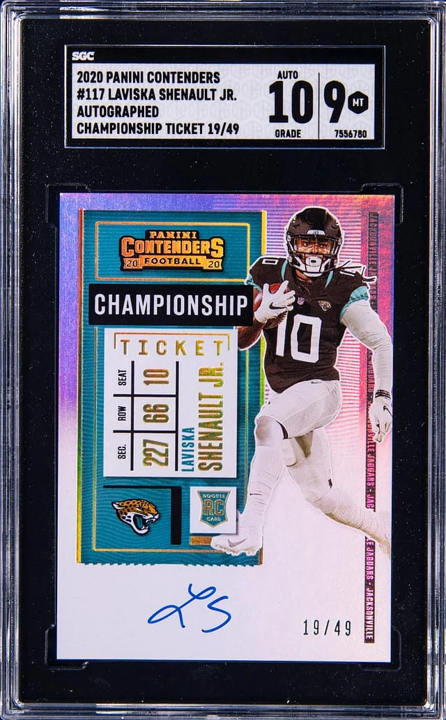 2020 Panini Contenders Laviska Shenault Jr. Autographed Championship Ticket #117 card image