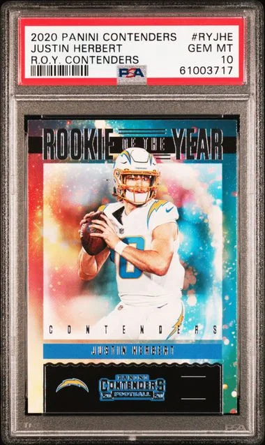 2020 Panini Contenders Of The Year Contenders Ryjhe Justin Herbert #no-number card image