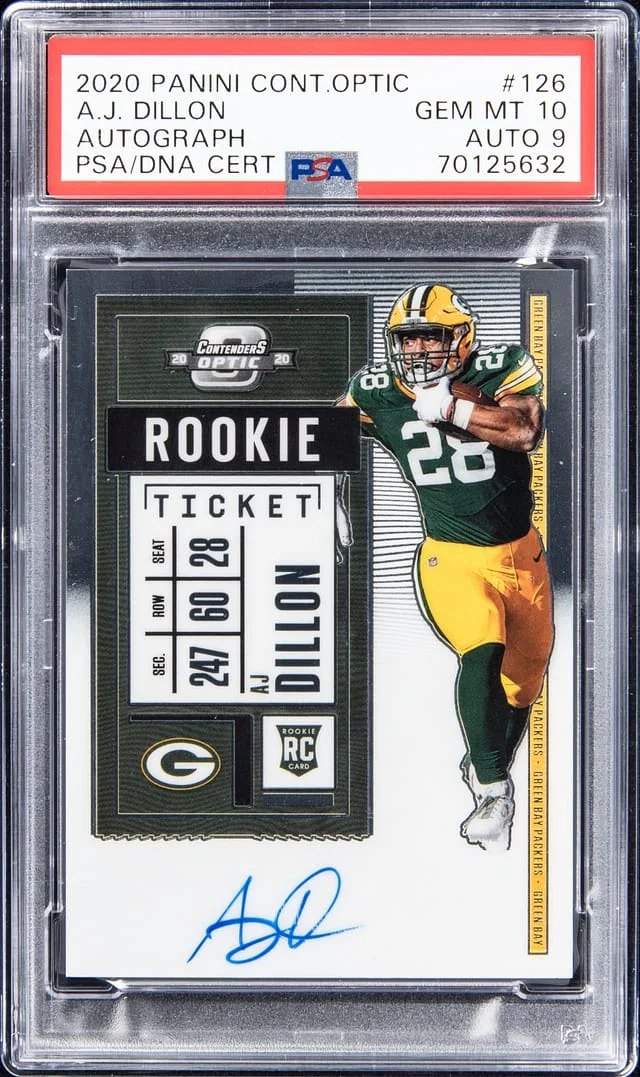 2020 Panini Contenders Optic A.J Dillon Autograph #126 card image