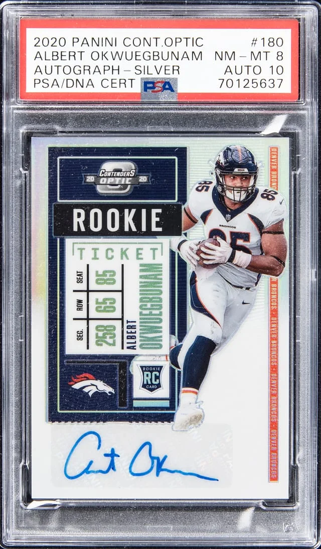 2020 Panini Contenders Optic Albert Okwuegbunam Autograph - Silver #180 card image