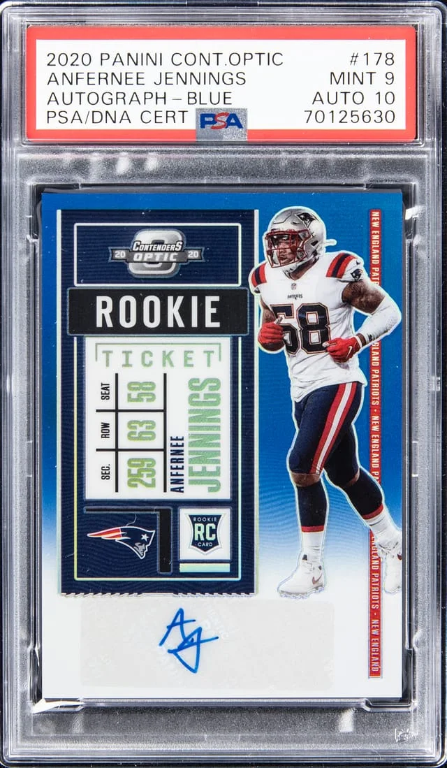 2020 Panini Contenders Optic Anfernee Jennings Autograph - Blue #178 card image