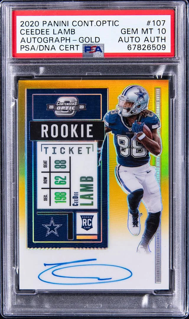 2020 Panini Contenders Optic Ceedee Lamb Autograph-Blue #107 card image