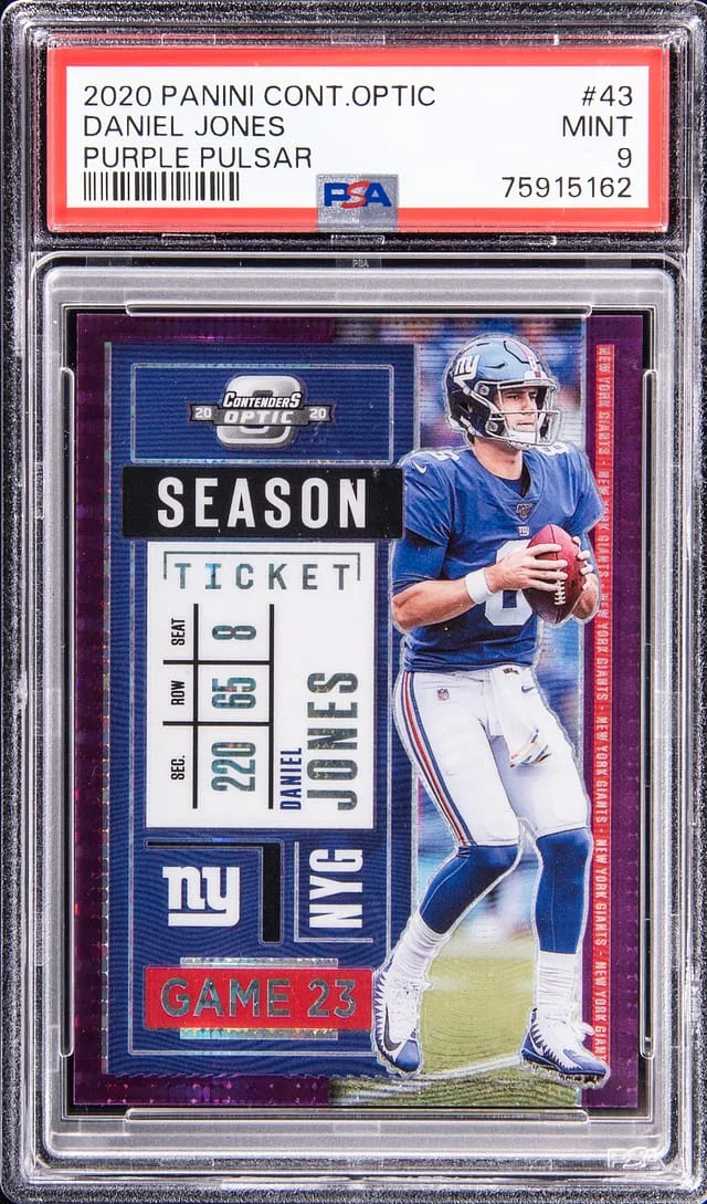 2020 Panini Contenders Optic Daniel Jones Season Ticket Blue #43 card image