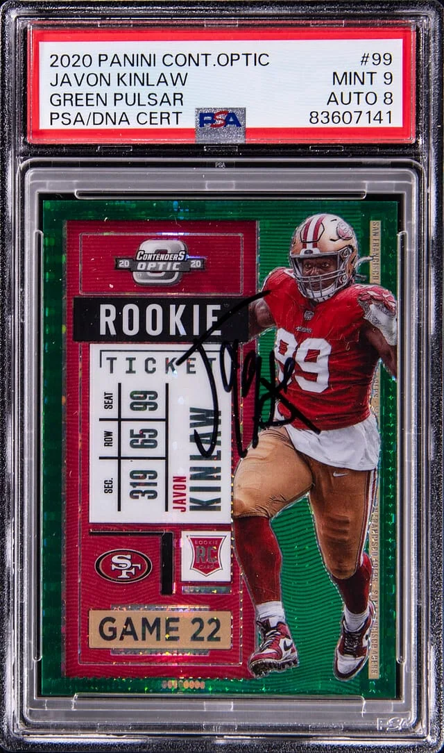 2020 Panini Contenders Optic Javon Kinlaw Green Pulsar #99 card image
