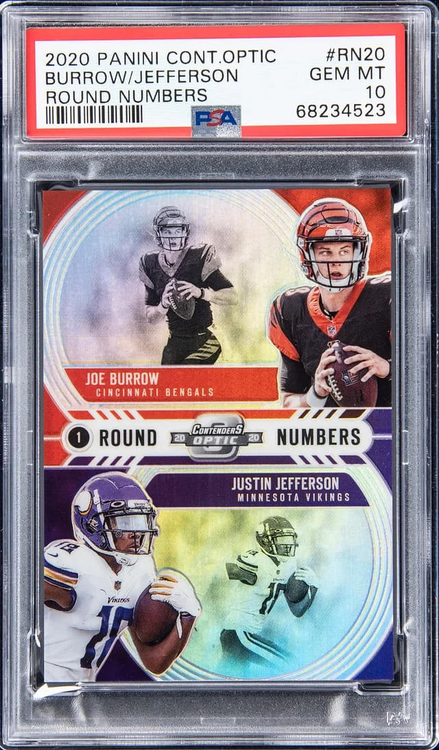 2020 Panini Contenders Optic Joe Burrow/Justin Jefferson Round Numbers #RN20 card image