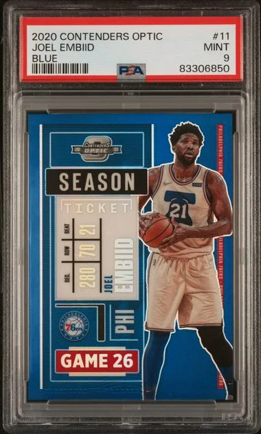 2020 Panini Contenders Optic Joel Embiid Blue #11 card image