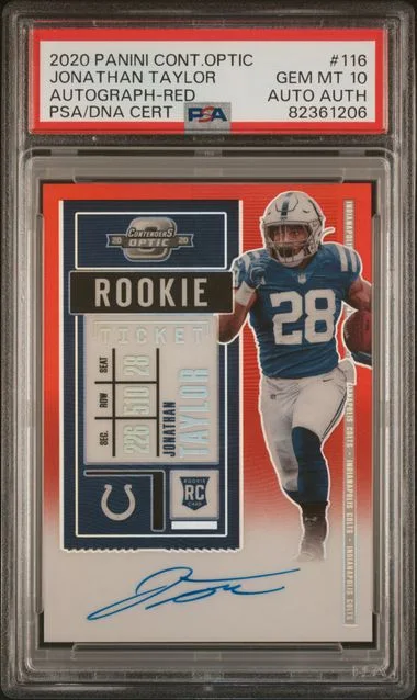 2020 Panini Contenders Optic Jonathan Taylor Autograph-Red Ticket #116 card image