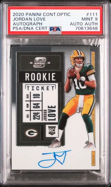 2020 Panini Contenders Optic Jordan Love Autograph-Silver Ticket #111 card image