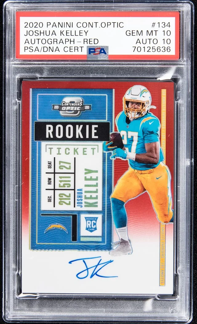 2020 Panini Contenders Optic Joshua Kelley Ticket Autograph Red #134 card image