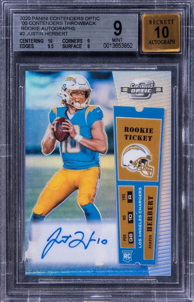 2020 Panini Contenders Optic Justin Herbert 00 Contenders Throwback Autographs #2 card image