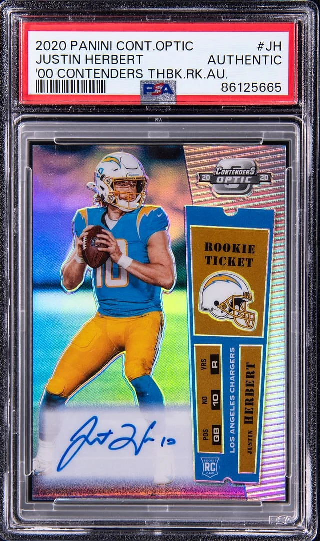 2020 Panini Contenders Optic Justin Herbert 00 Contenders Throwback Autographs #2000-JH card image