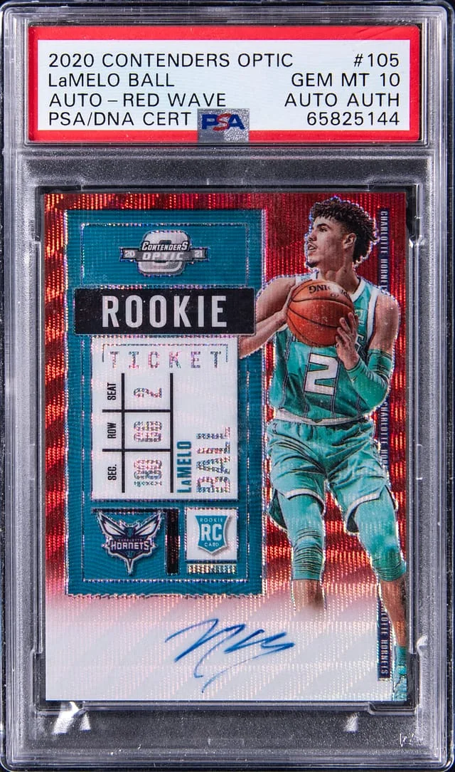 2020 Panini Contenders Optic Lamelo Ball Autograph-Red Wave #105 card image