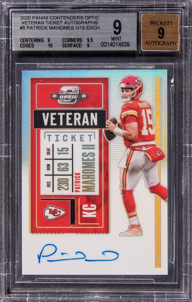 2020 Panini Contenders Optic Patrick Mahomes II Veteran Ticket Autographs #5 card image