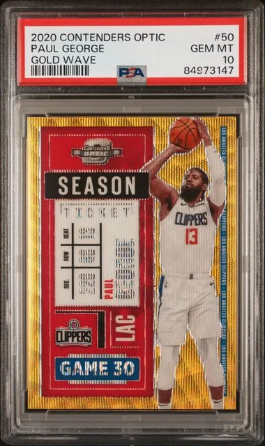 2020 Panini Contenders Optic Paul George Gold Wave #50 card image