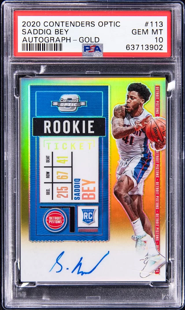 2020 Panini Contenders Optic Saddiq Bey Ticket Autograph Gold #113 card image