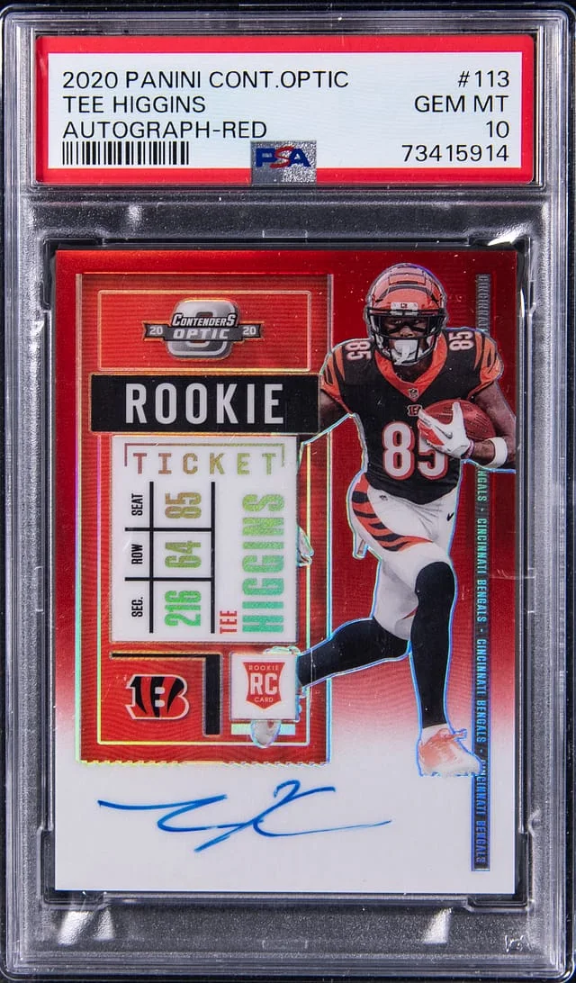 2020 Panini Contenders Optic Tee Higgins Autograph Red #113 card image