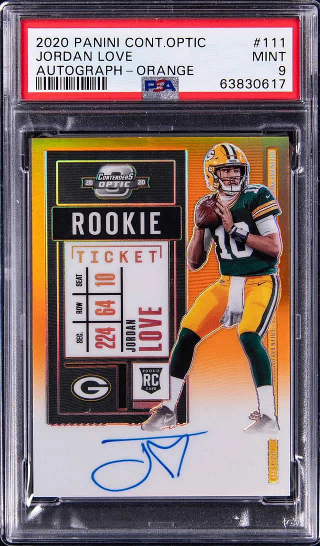 2020 Panini Contenders Optic Ticket RPS Autographs Orange SP#111 Jordan Love #no-number card image