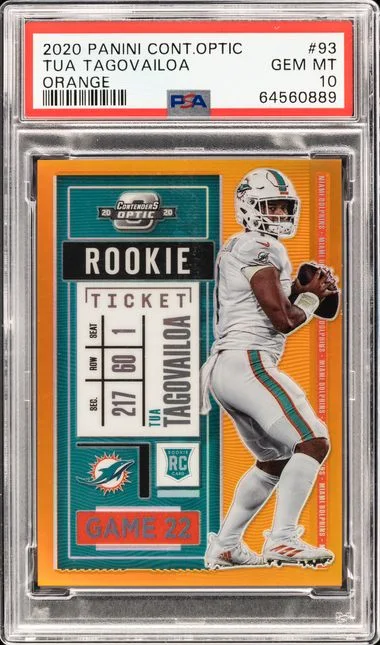 2020 Panini Contenders Optic Tua Tagovailoa Orange #93 card image