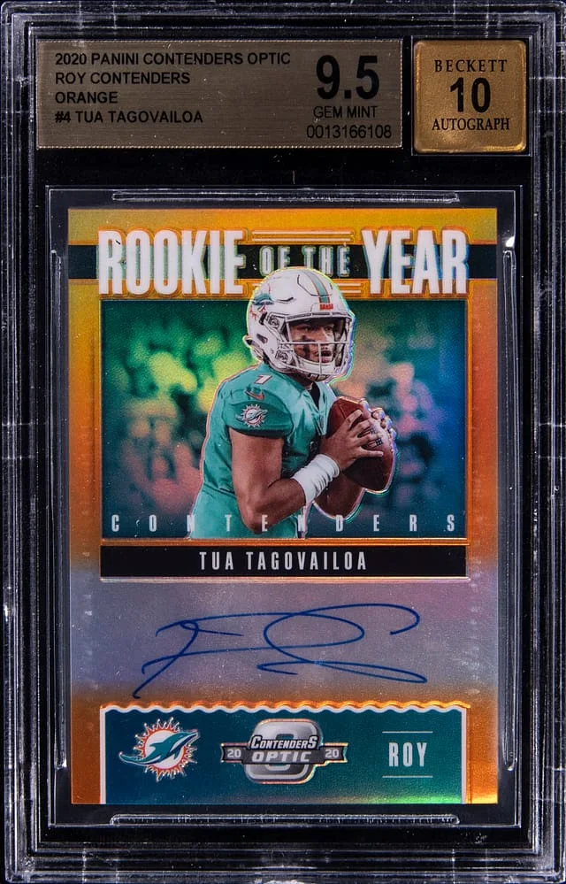 2020 Panini Contenders Optic Tua Tagovailoa of the Year Orange #ROY4 card image
