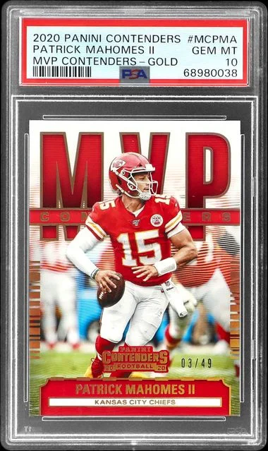2020 Panini Contenders Patrick Mahomes II MVP Contenders #MC-PMA card image