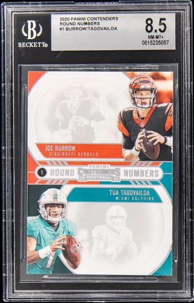2020 Panini Contenders Round Numbers Rnbt Joe Burrow /Tua Tagovailoa #no-number card image