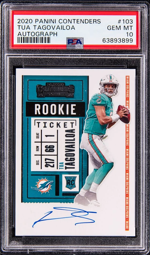 2020 Panini Contenders Tua Tagovailoa Variation Autograph Red Zone #103 card image