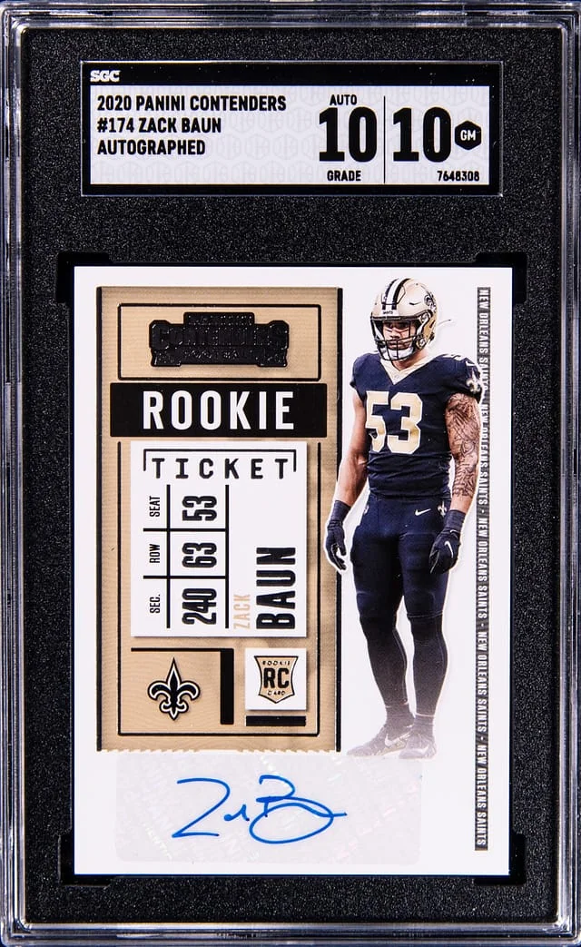 2020 Panini Contenders Zack Baun Autographed Ticket #174 card image