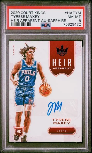 2020 Panini Court Kings Heir Apparent Autographs Sapphire Hatym Tyrese Maxey #no-number card image