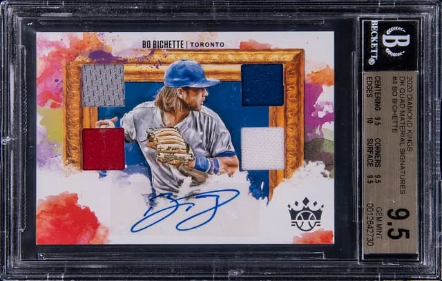 2020 Panini Diamond Kings Bo Bichette Quad Materials Signatures #DKQ-BO card image