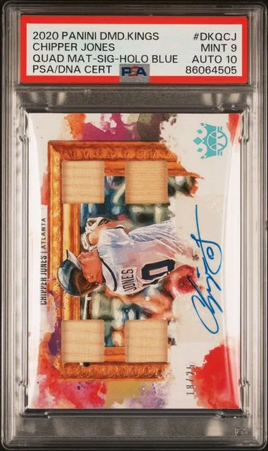 2020 Panini Diamond Kings Chipper Jones Quad Materials Signature-Holo Blue #DKQ-CJ card image