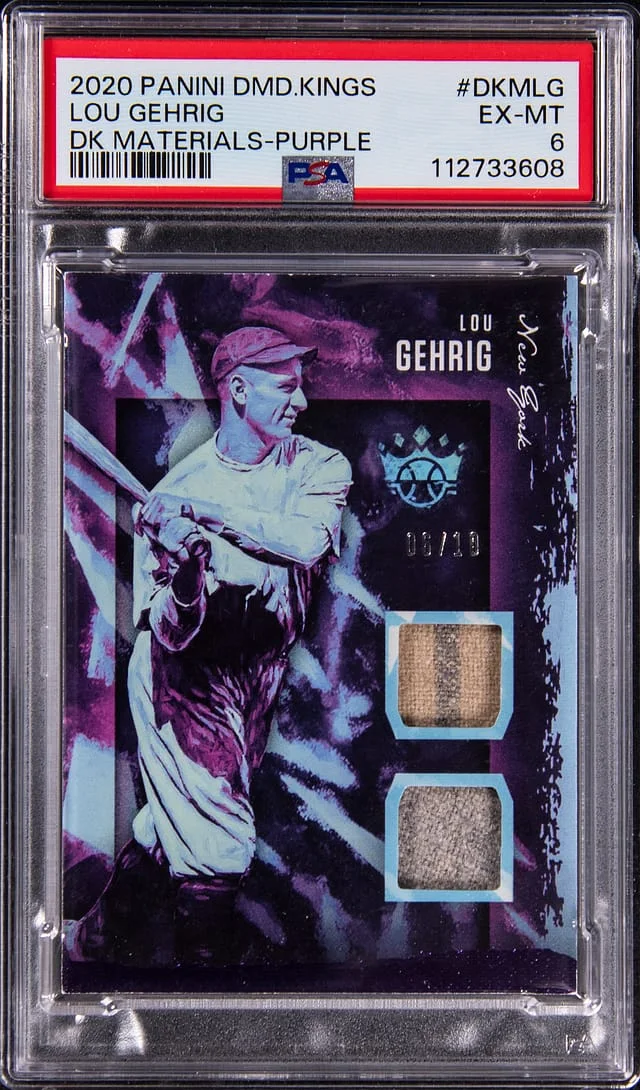 2020 Panini Diamond Kings Lou Gehrig Game-Used Materials Purple #DKM-LG card image