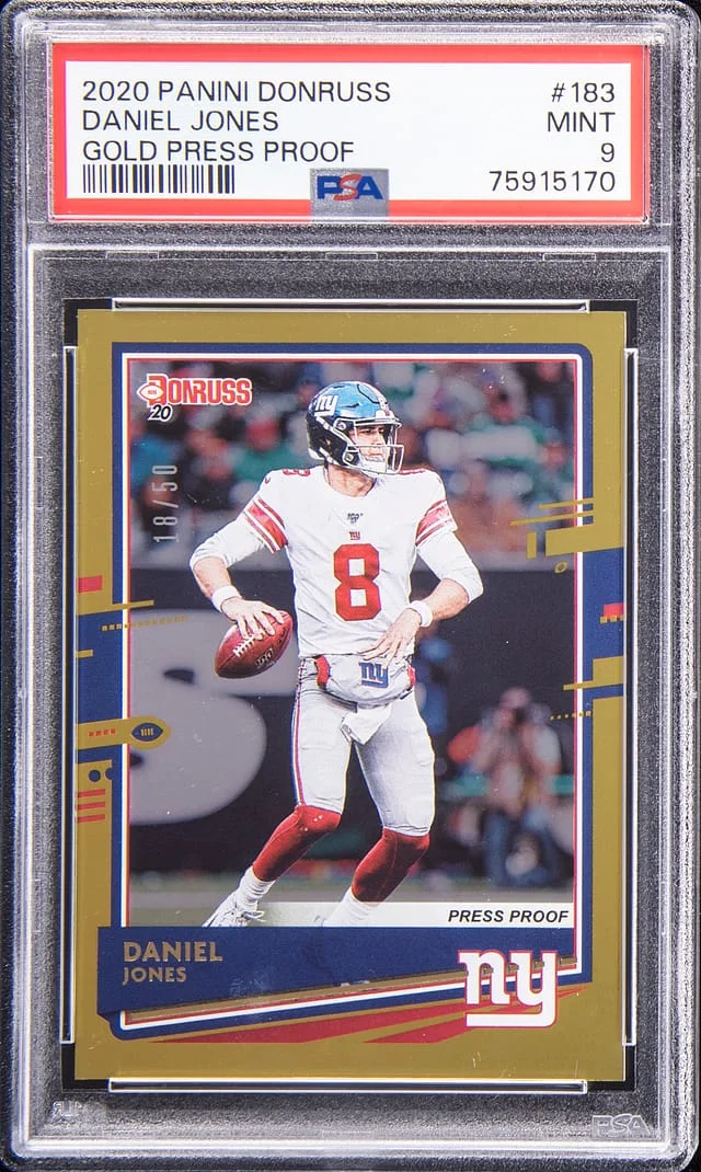 2020 Panini Donruss Daniel Jones Gold Press Proof #183 card image